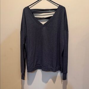 Women's Charcoal V-Neck Strappy Back Sweatshirt